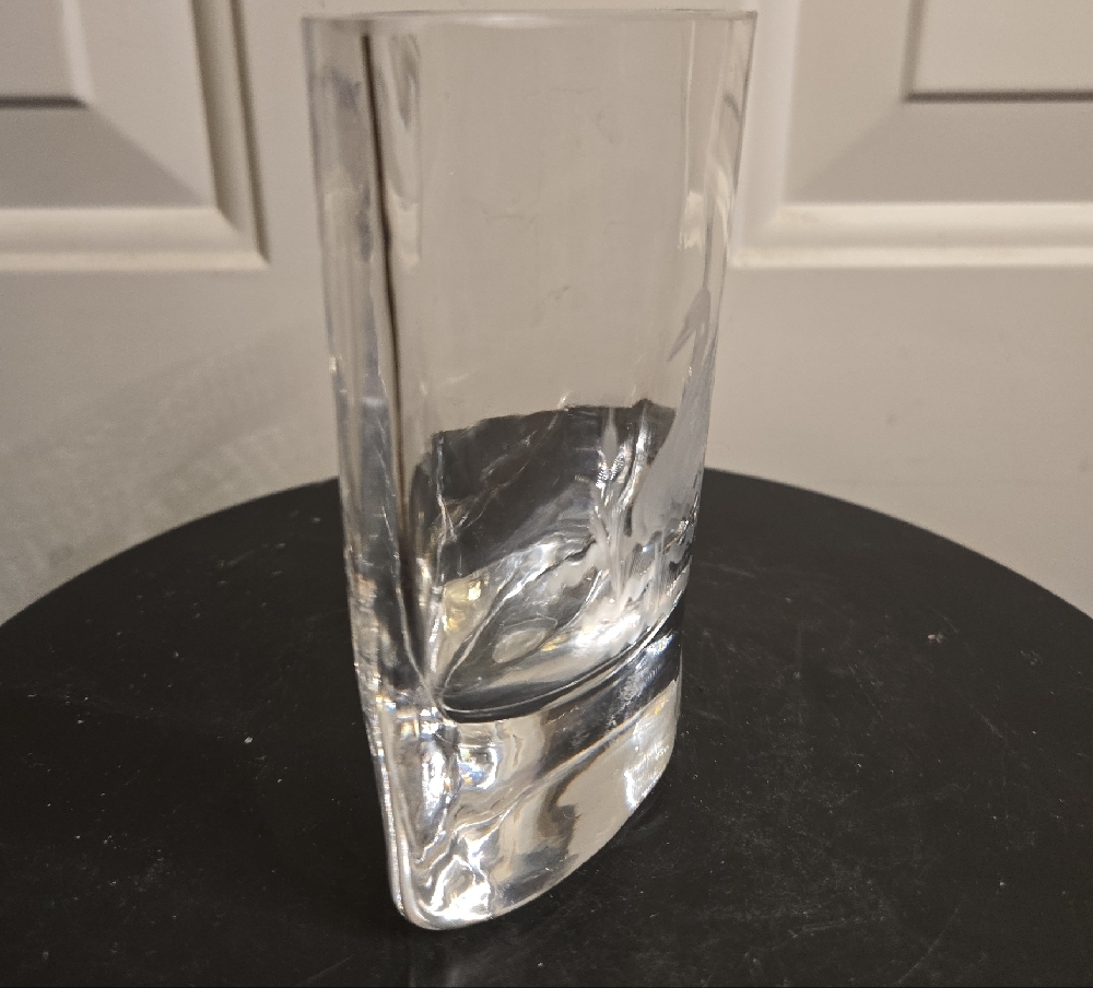 Josef Schott for Smålandshyttan Sweden Glass Vase w/ Engraved Swan Reeds Design - Picture 2 of 9